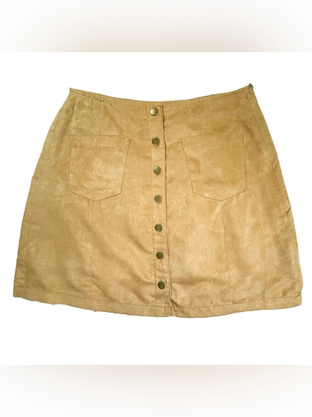 NWT Tan Brown Neutral Button Down Microsuede Mini Skirt